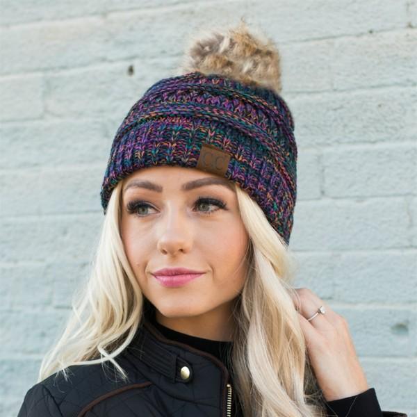 Pom Pom Tri Color CC ADULT Beanie