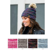 Load image into Gallery viewer, Pom Pom Tri Color CC ADULT Beanie
