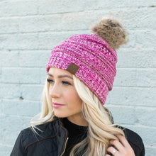 Load image into Gallery viewer, Pom Pom Tri Color CC ADULT Beanie
